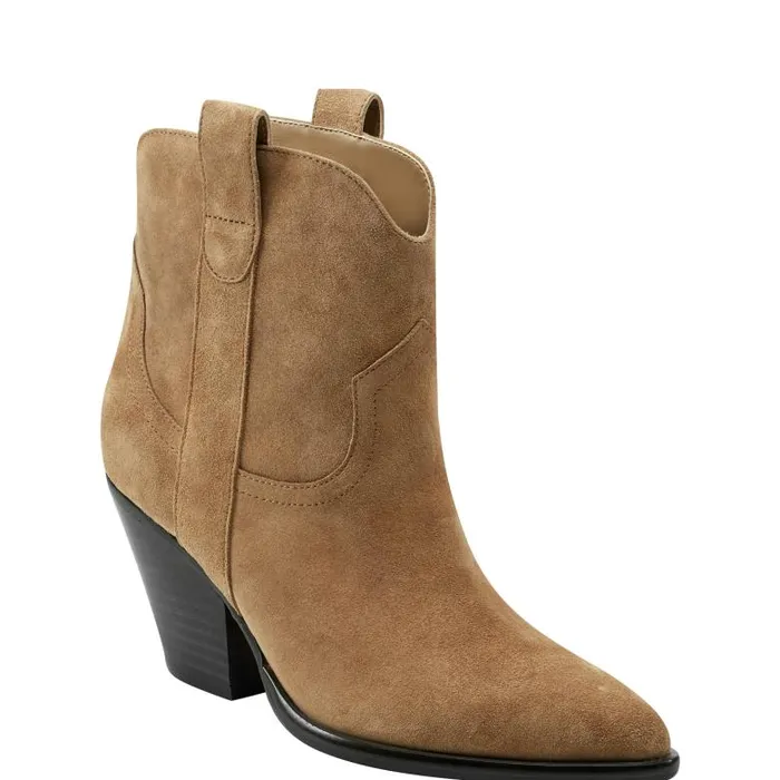 Marc Fisher Boots and Booties Women Marlie Western Bootie Natural Suede