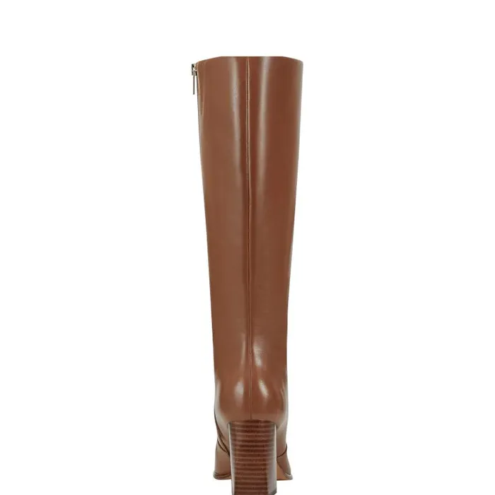 Marc Fisher Boots Women Dreeam Block Heeled Boot Tan Leather