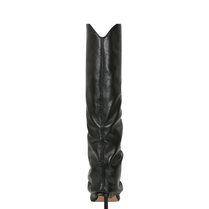 Marc Fisher Boots Women Nairine Foldover Dress Boot Black Leather