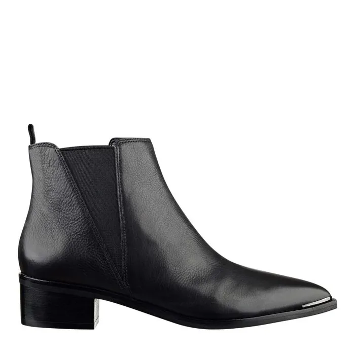 Marc Fisher Casual Boots Women Yale Pointy Toe Chelsea Bootie Black Leather