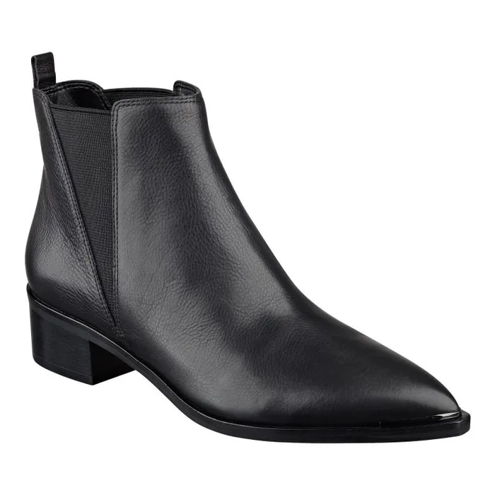 Marc Fisher Casual Boots Women Yale Pointy Toe Chelsea Bootie Black Leather