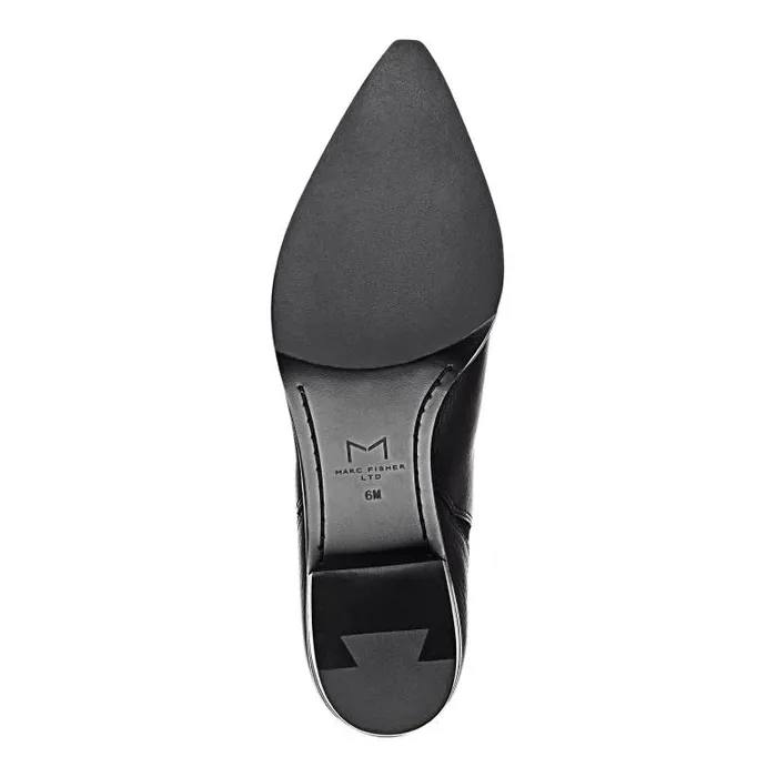 Marc Fisher Casual Boots Women Yale Pointy Toe Chelsea Bootie Black Leather