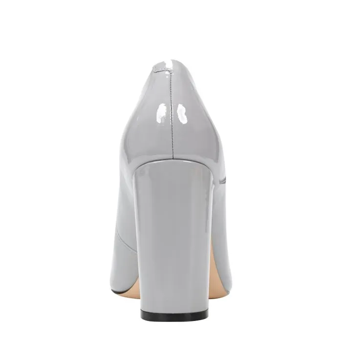 Marc Fisher Heels and Pumps Women Anellie Cap Toe Dress Pump Light Grey Patent Leather
