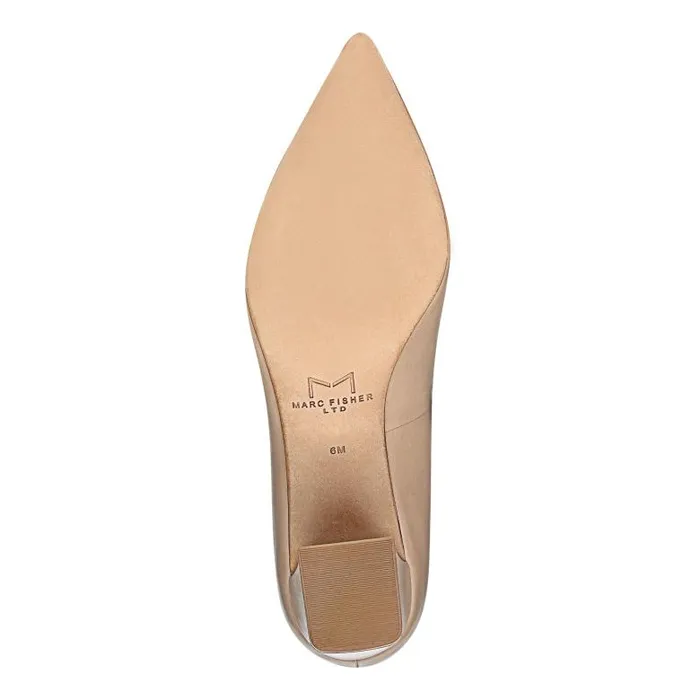 Marc Fisher Heels and Pumps Women Zala Block Heel Pointy Toe Pump Light Natural Leather