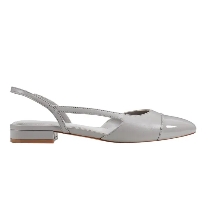 Marc Fisher Loafers and Flats Women Dela Closed Toe Slingback Dress Flat Light Grey