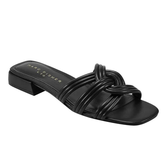 Marc Fisher Mules and Slides Women Casara Slide Sandal Black Leather