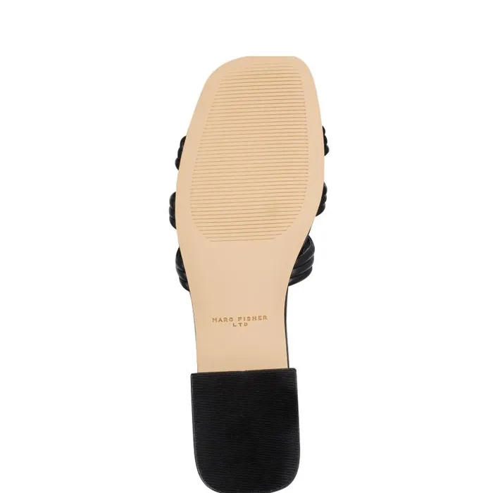 Marc Fisher Mules and Slides Women Casara Slide Sandal Black Leather