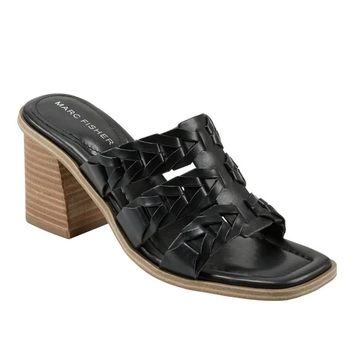 Marc Fisher Mules and Slides Women Melita Block Heel Sandal Black