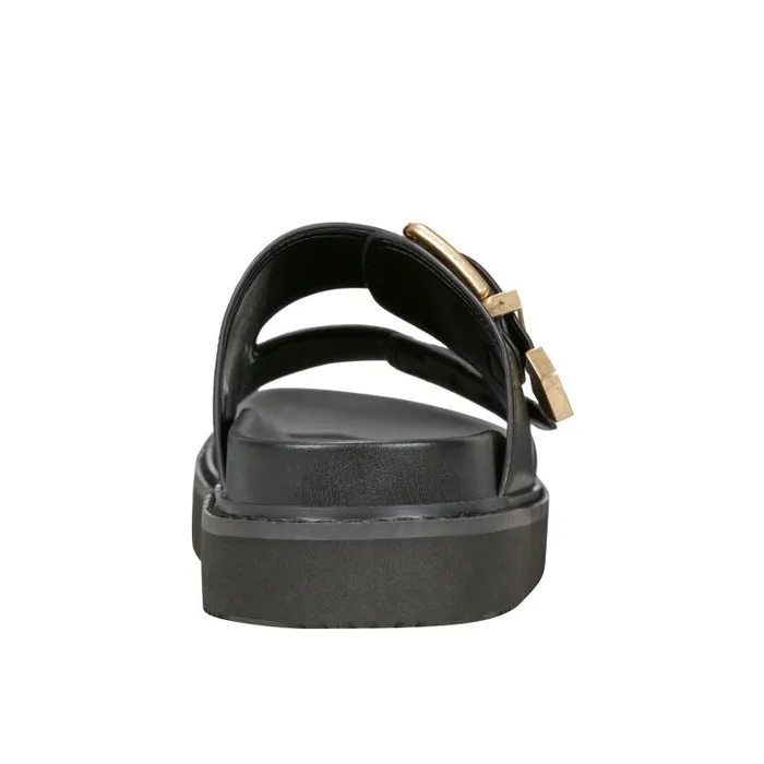 Marc Fisher Sandals Women Amirra Buckle Slide Sandal Black Leather