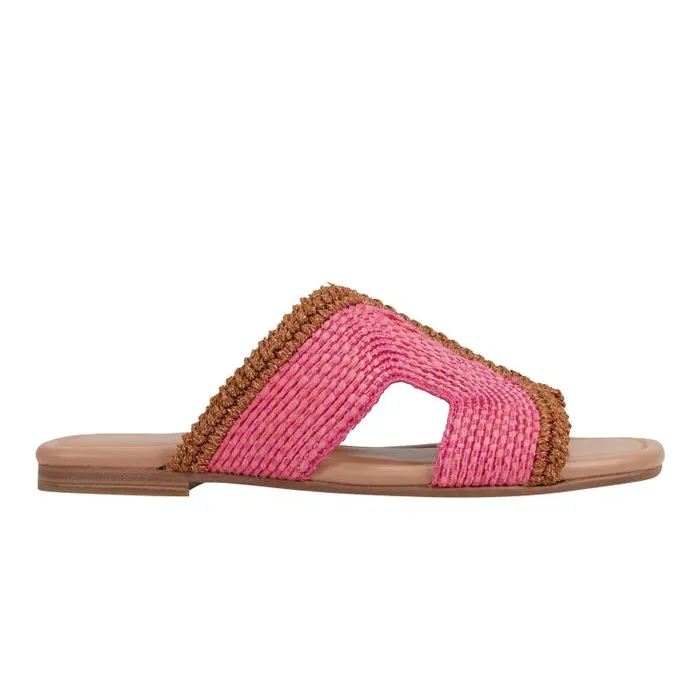 Marc Fisher Sandals Women Nashie Flat Sandal Pink Raffia