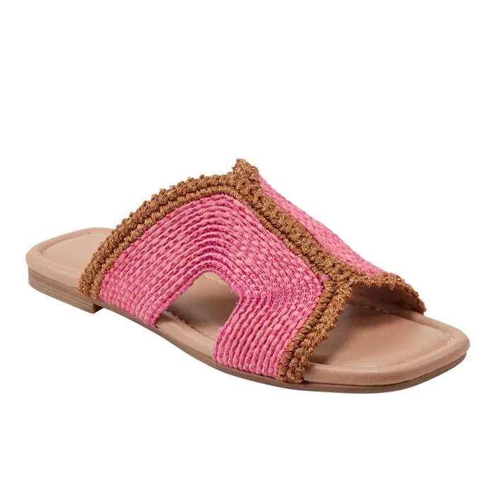 Marc Fisher Sandals Women Nashie Flat Sandal Pink Raffia