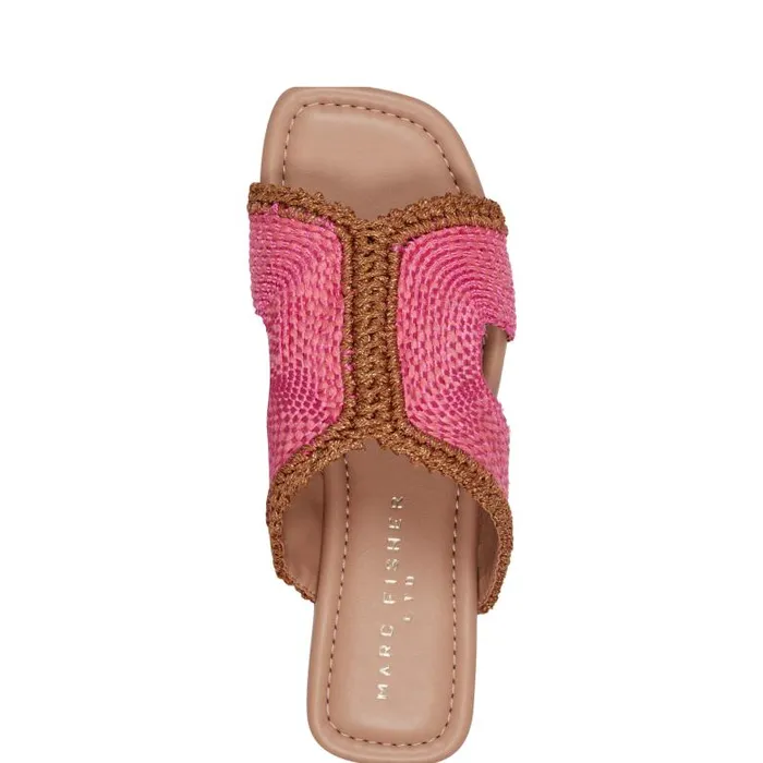 Marc Fisher Sandals Women Nashie Flat Sandal Pink Raffia