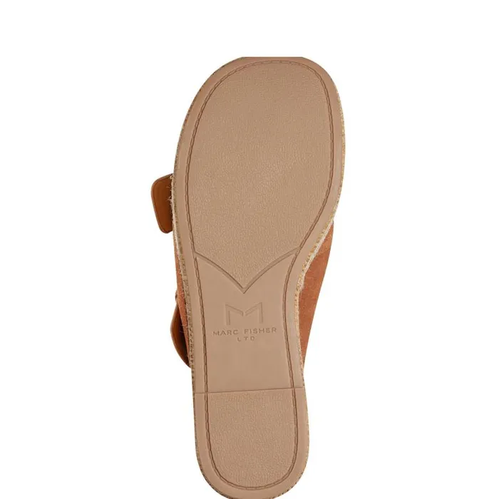 Marc Fisher Sandals Women Palery Platform Buckle Slide Sandal Brown Leather