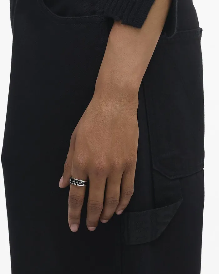 Marc Jacobs Rings Enamel Ring Silverblack 8211 Women