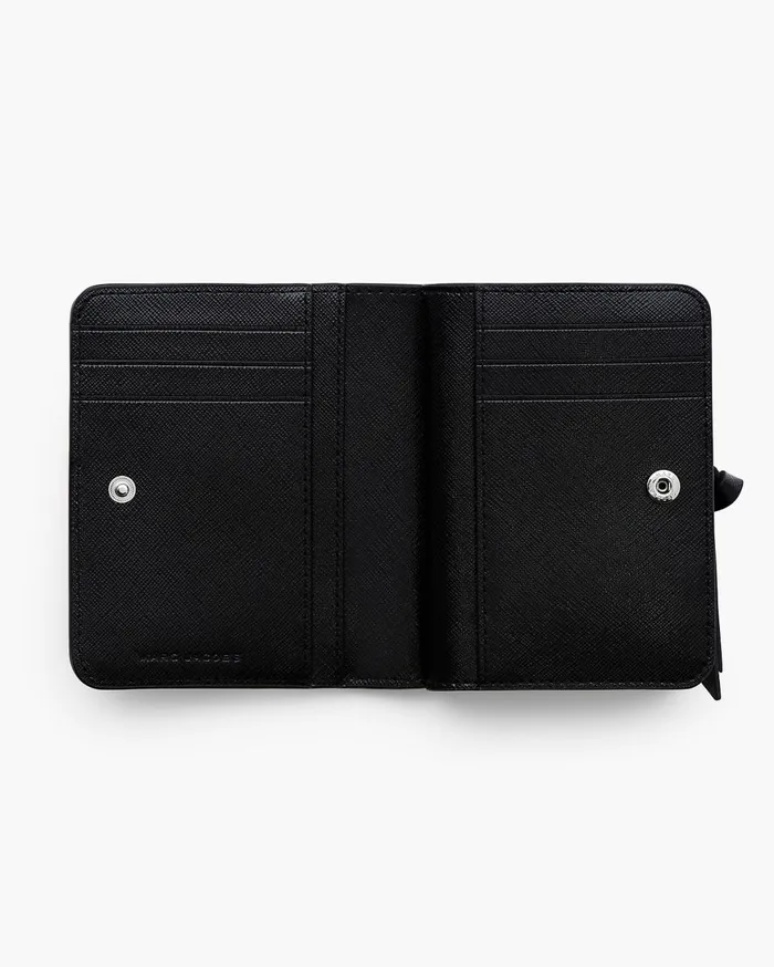 Marc Jacobs Small Wallets The Star Patchwork Mini Compact Wallet Blackwhite 8211 Women