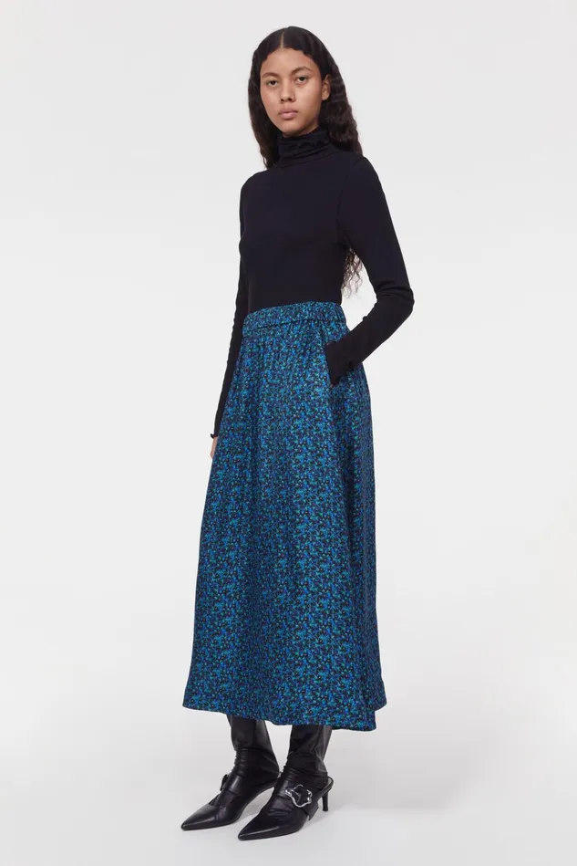 Marla Floral Skirt Black Cobalt Women Rodebjer Skirts