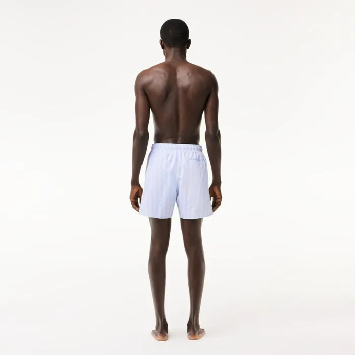 Matching Sets Men Lacoste Men039s Monogram Print Swim Trunks Light Blue White Wb5
