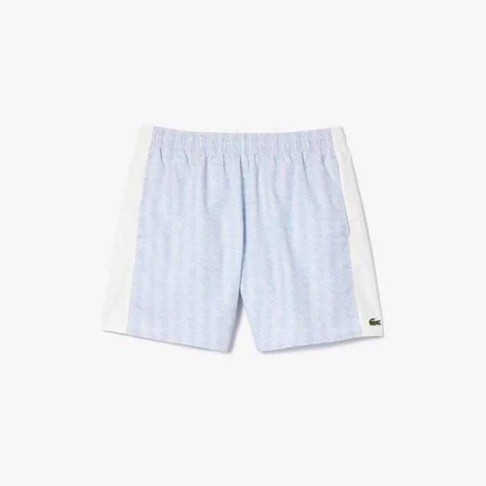 Matching Sets Men Lacoste Men039s Monogram Print Swim Trunks Light Blue White Wb5