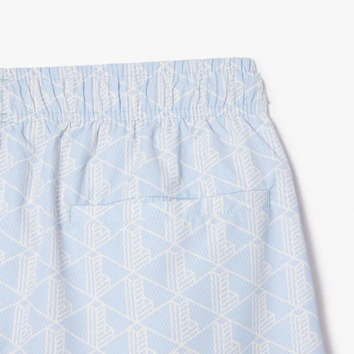 Matching Sets Men Lacoste Men039s Monogram Print Swim Trunks Light Blue White Wb5