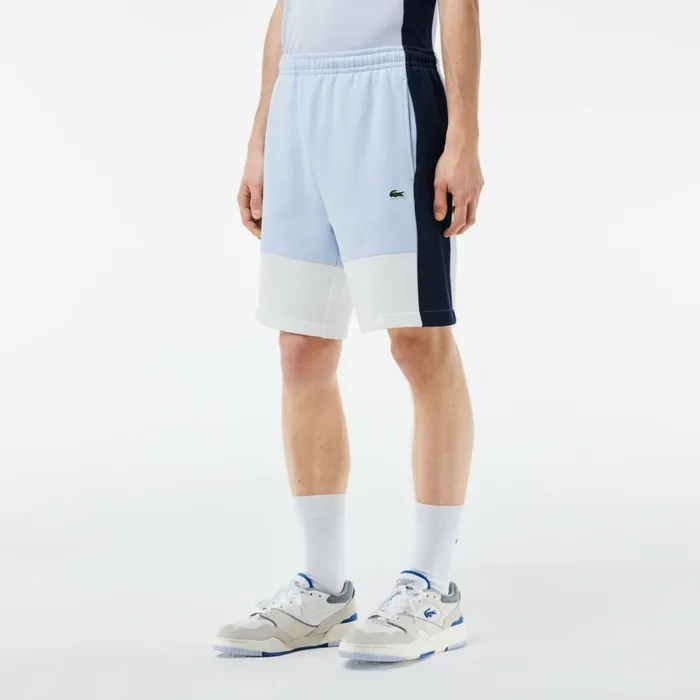 Matching Sets Men Lacoste Men039s Regular Fit Brushed Fleece Colorblock Shorts Light Blue Navy Blue White Ihi