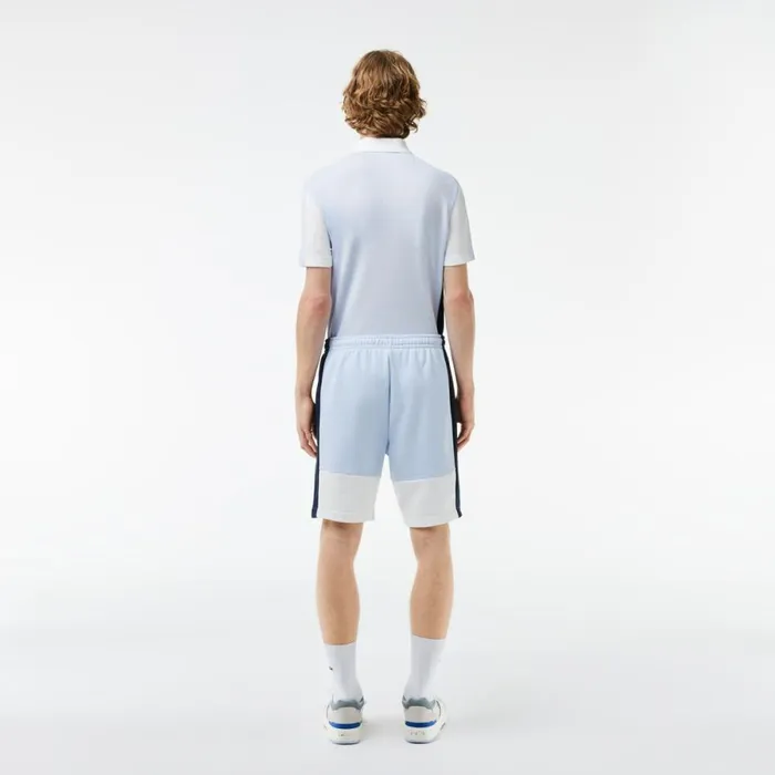 Matching Sets Men Lacoste Men039s Regular Fit Brushed Fleece Colorblock Shorts Light Blue Navy Blue White Ihi