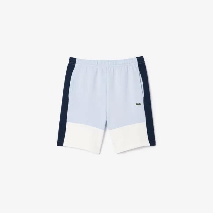 Matching Sets Men Lacoste Men039s Regular Fit Brushed Fleece Colorblock Shorts Light Blue Navy Blue White Ihi