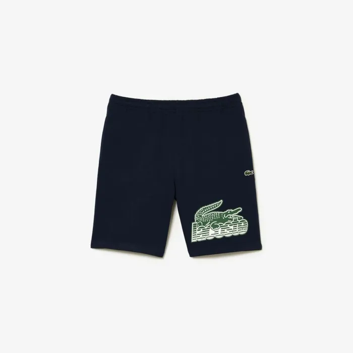Matching Sets Men Lacoste Mens Unbrushed Cotton Fleece Shorts Navy Blue 166