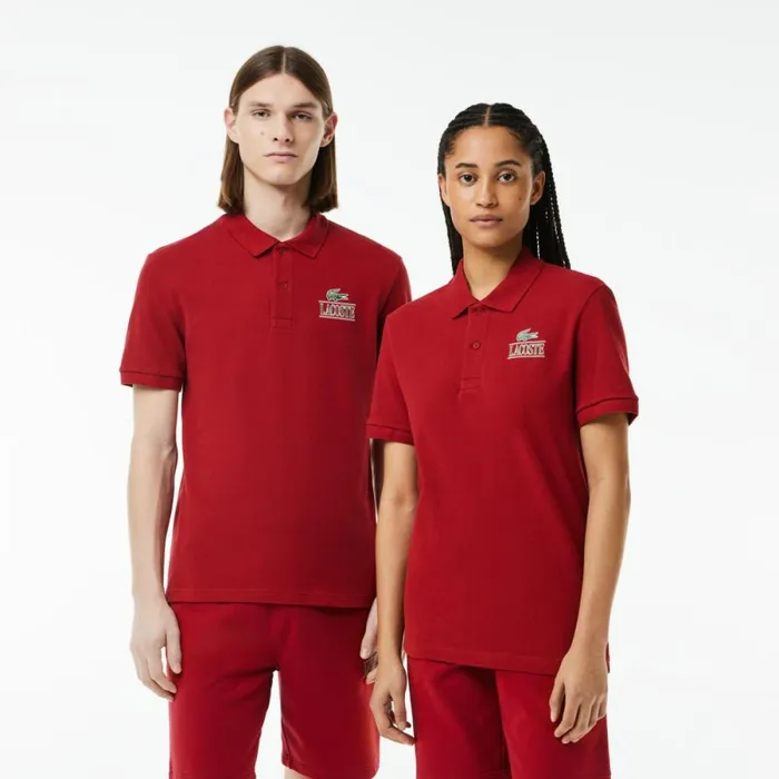Matching Sets Men Lacoste Unisex Signature Print Stretch Piqu Polo Bordeaux Ixx Matching Sets Men Lacoste Unisex Signature Print Stretch Piqu Polo Bordeaux Ixx