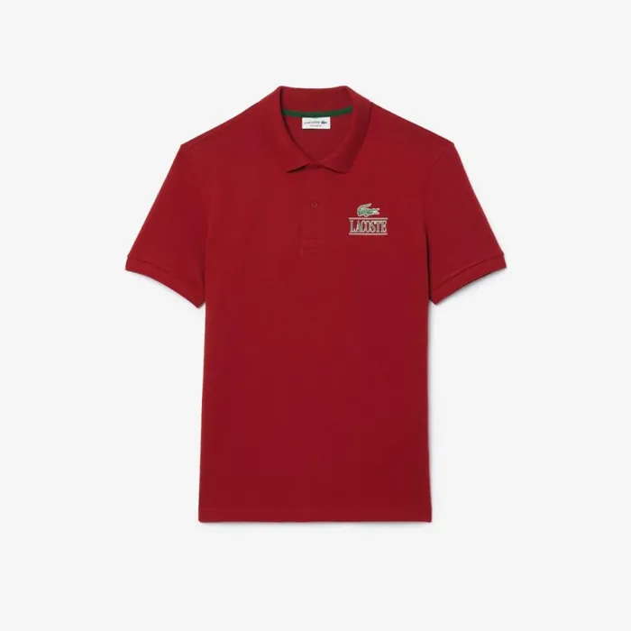 Matching Sets Men Lacoste Unisex Signature Print Stretch Piqu Polo Bordeaux Ixx