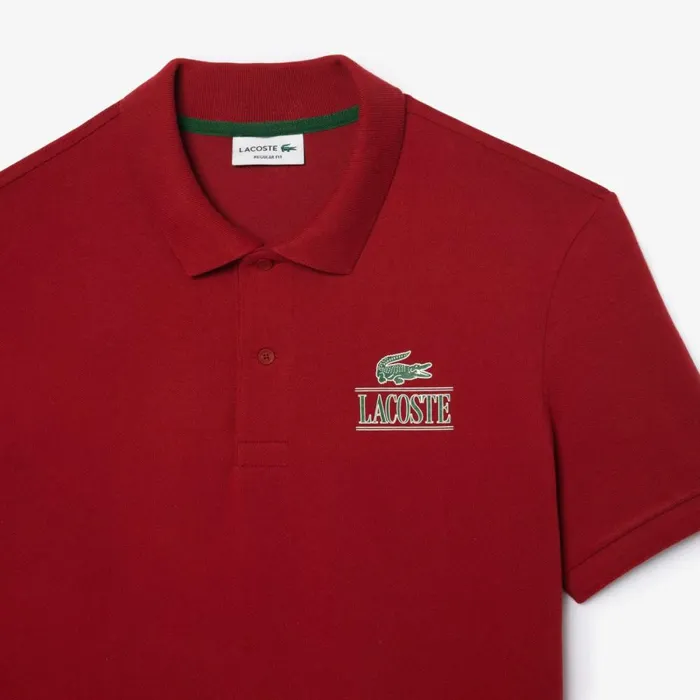 Matching Sets Men Lacoste Unisex Signature Print Stretch Piqu Polo Bordeaux Ixx