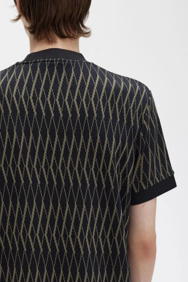 Men Argyle Jacquard TShirt Black Fred Perry TShirts