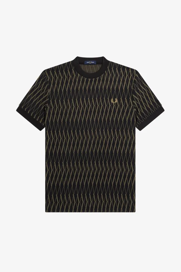 Men Argyle Jacquard TShirt Black Fred Perry TShirts