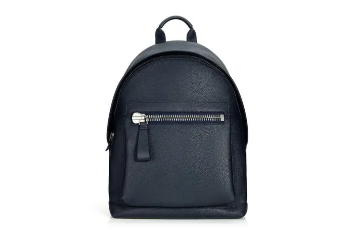 Men Backpacks Tom Ford Grain Leather Buckley Backpack Dark Navy