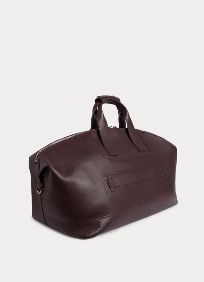 Men Bags and Luggage Hackett London Leather Travel Bag Oxblood Red