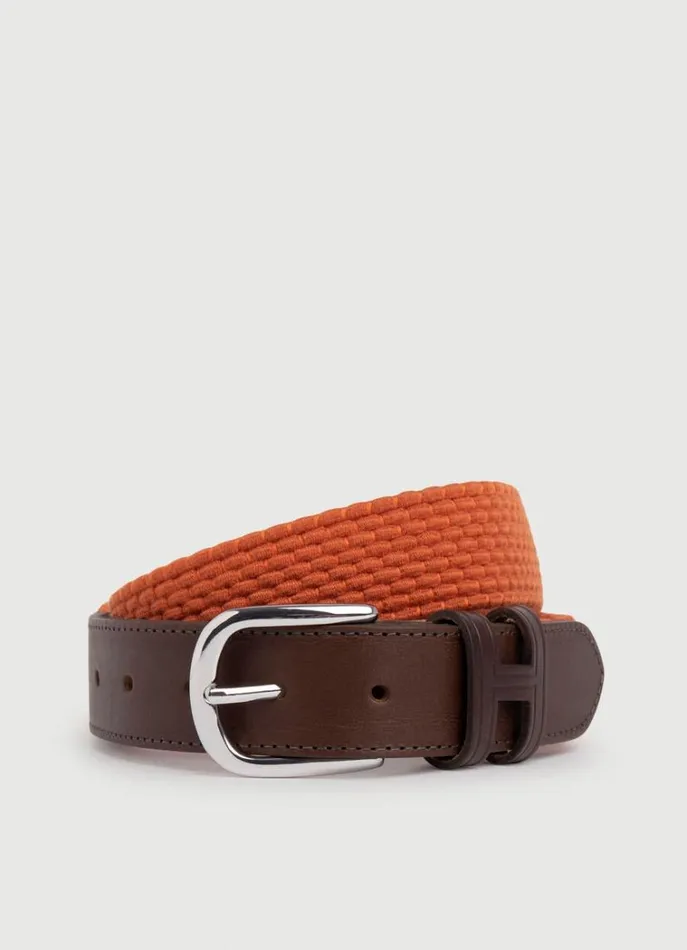 Men Belts Hackett London Braided Belt Rust Orange