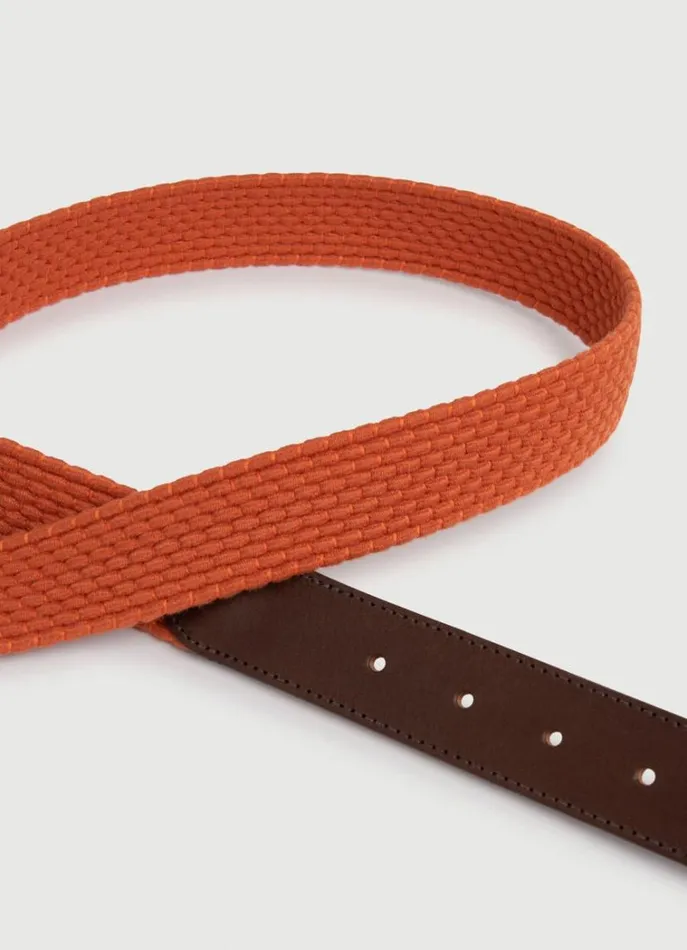 Men Belts Hackett London Braided Belt Rust Orange