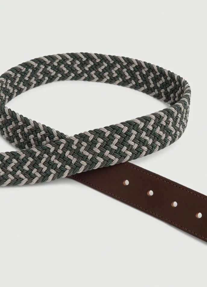 Men Belts Hackett London Multicolour Braided Belt Khaki