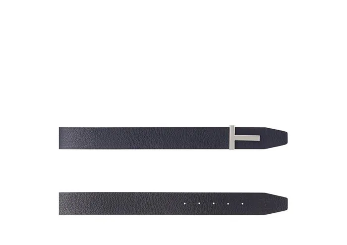 Men Belts Tom Ford Soft Grain Leather T Icon Belt Dark Navy Black Men Belts Tom Ford Soft Grain Leather T Icon Belt Dark Navy Black