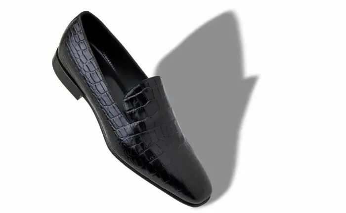 Men Black Calf Leather Loafers Manolo Blahnik Loafers