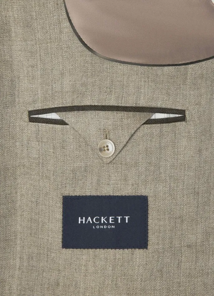 Men Blazers Hackett London Classic Fit Linen Blazer Taupe Beige