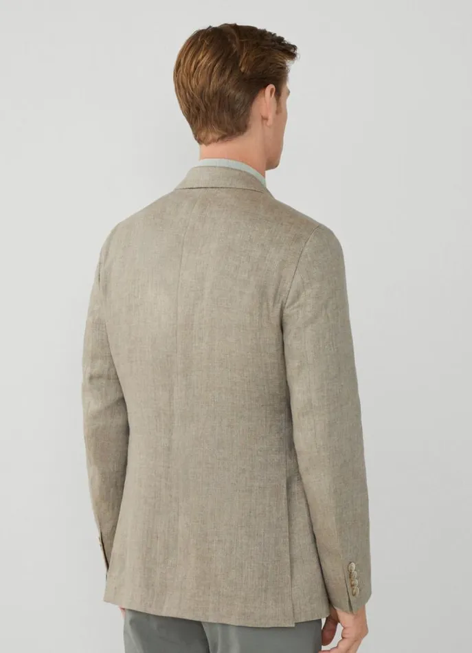 Men Blazers Hackett London Classic Fit Linen Blazer Taupe Beige