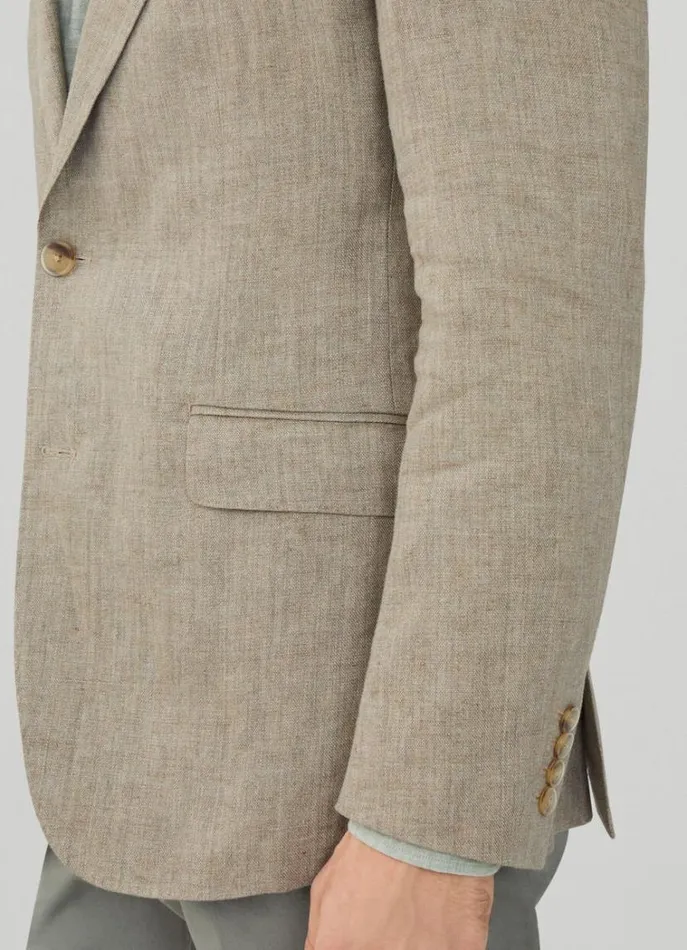 Men Blazers Hackett London Classic Fit Linen Blazer Taupe Beige
