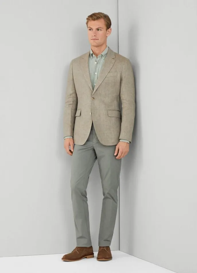 Men Blazers Hackett London Classic Fit Linen Blazer Taupe Beige