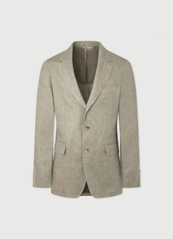 Men Blazers Hackett London Classic Fit Linen Blazer Taupe Beige
