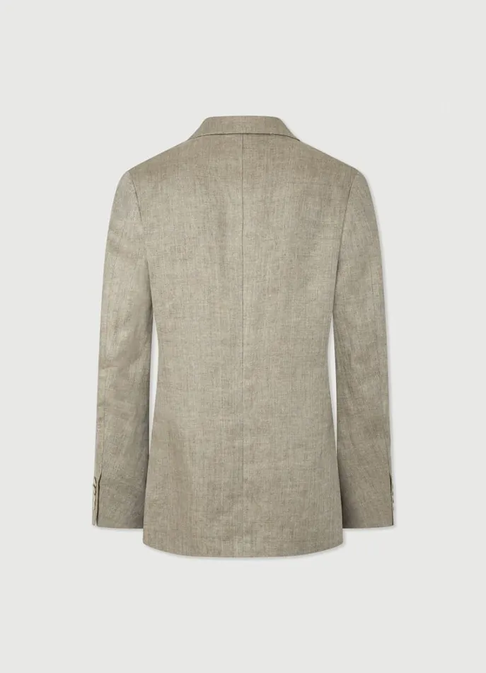 Men Blazers Hackett London Classic Fit Linen Blazer Taupe Beige