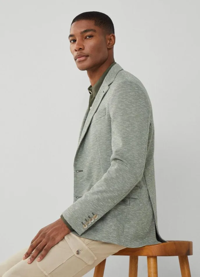 Men Blazers Hackett London Puppytooth Blazer Khaki