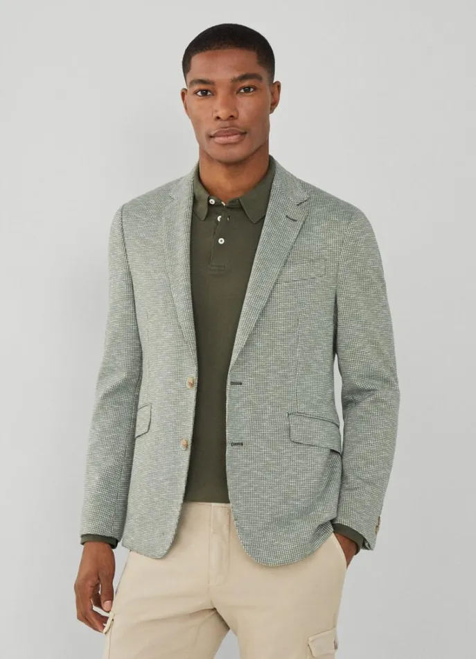 Men Blazers Hackett London Puppytooth Blazer Khaki