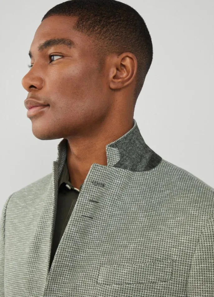 Men Blazers Hackett London Puppytooth Blazer Khaki