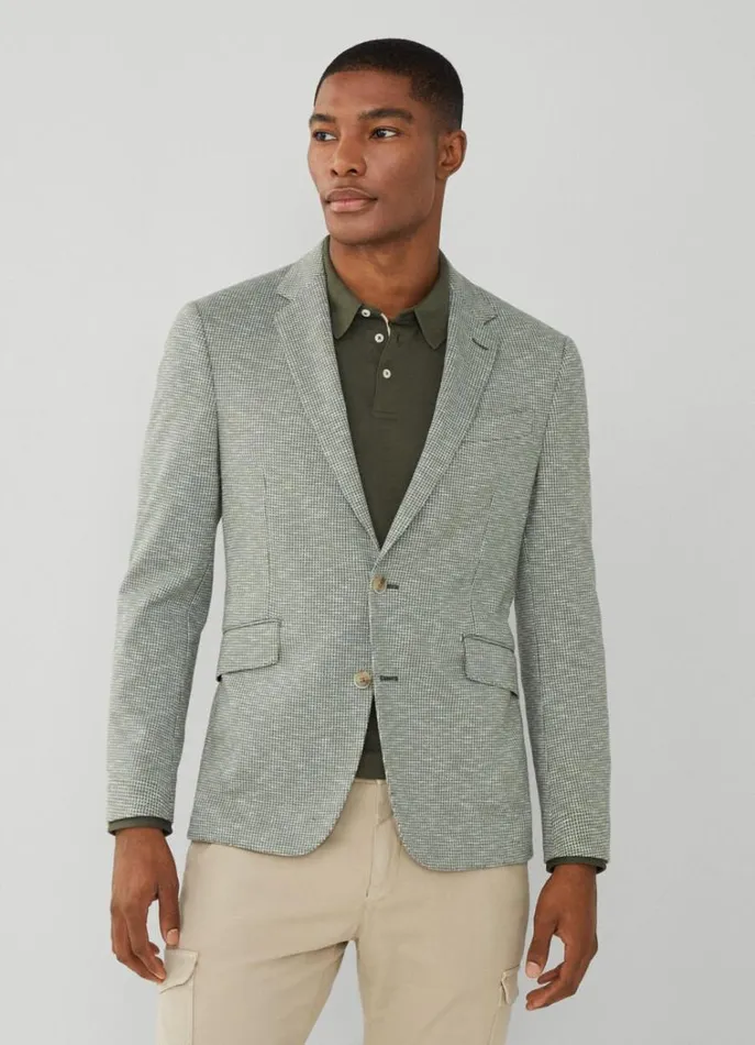 Men Blazers Hackett London Puppytooth Blazer Khaki