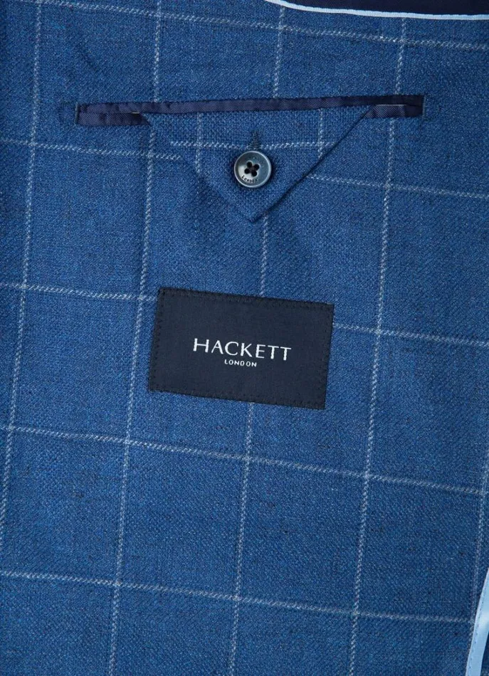 Men Blazers Hackett London Windowpane Check Blazer Bright Blue